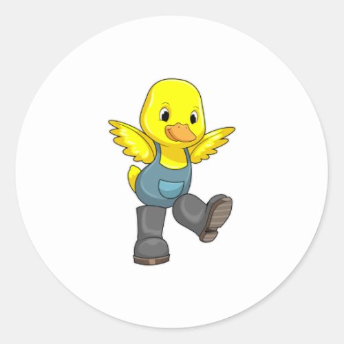 Duck as Farmer with Boots Classic Round Sticker