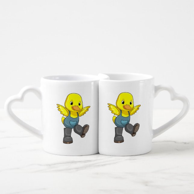 Duck as Farmer with Boots Coffee Mug Set (Front Nesting)