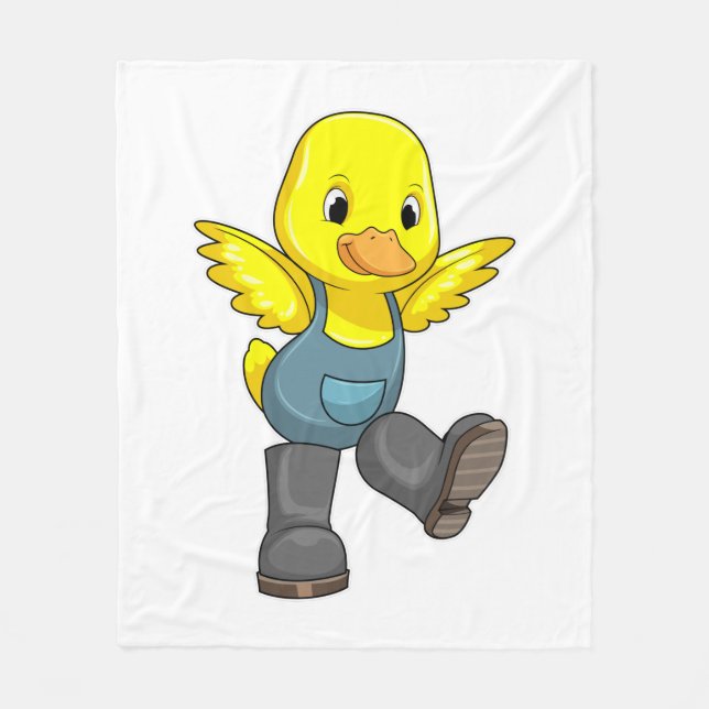 Duck as Farmer with Boots Fleece Blanket (Front)