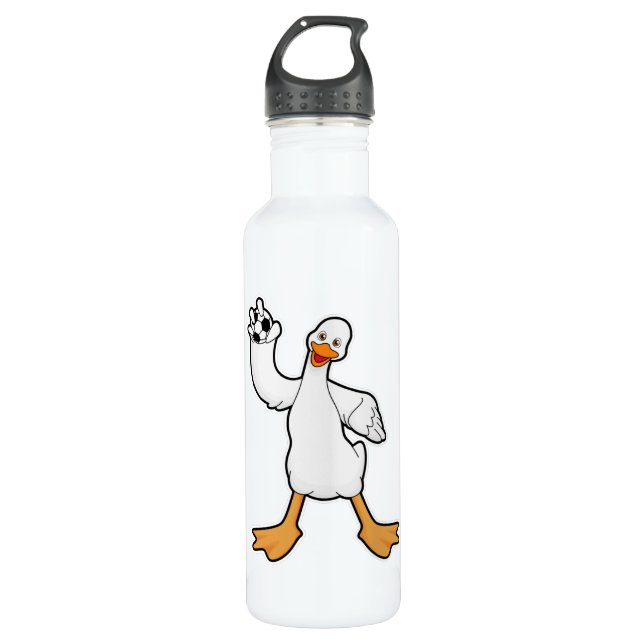 Duck as Handball player with Handball Stainless Steel Water Bottle (Front)
