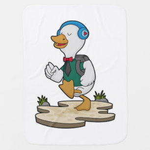 Duck as Hiker with Backpack Baby Blanket