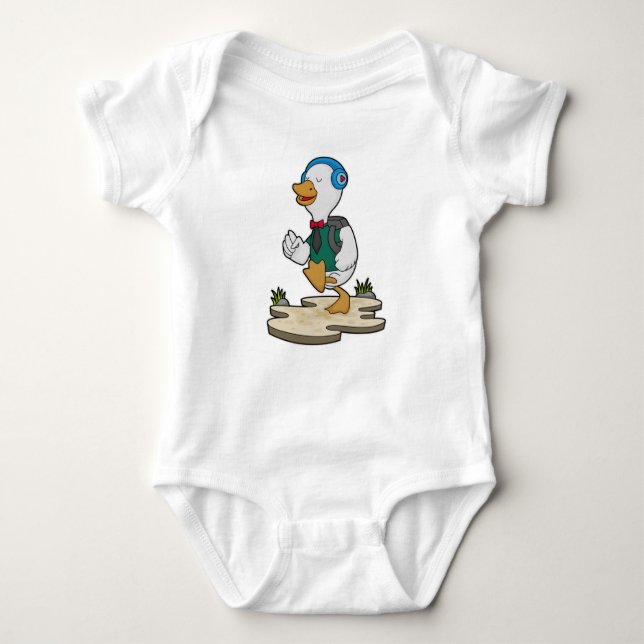 Duck as Hiker with Backpack Baby Bodysuit (Front)