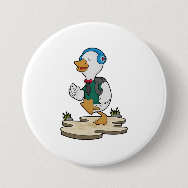 Duck as Hiker with Backpack Button (Front)