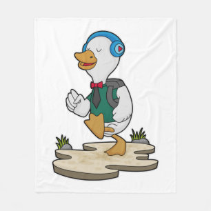 Duck as Hiker with Backpack Fleece Blanket