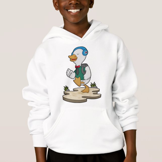 Duck as Hiker with Backpack Hoodie (Front)
