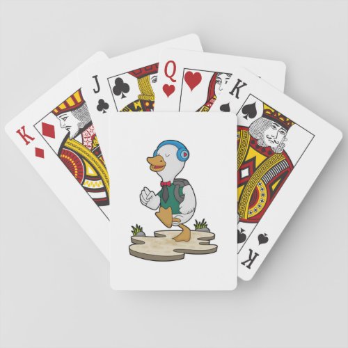 Duck as Hiker with Backpack Poker Cards