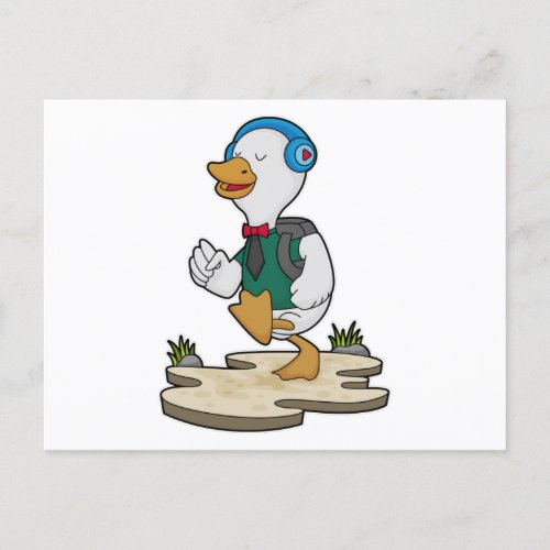 Duck as Hiker with Backpack Postcard