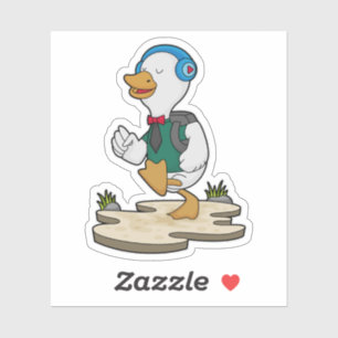 Duck as Hiker with Backpack Sticker