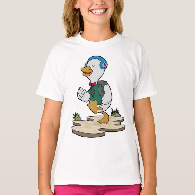 Duck as Hiker with Backpack T-Shirt (Front)