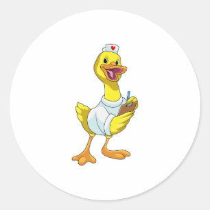 Duck as Nurse with Heart Classic Round Sticker