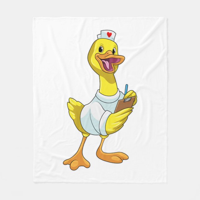 Duck as Nurse with Heart Fleece Blanket (Front)
