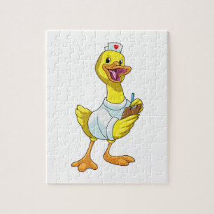 Duck as Nurse with Heart Jigsaw Puzzle