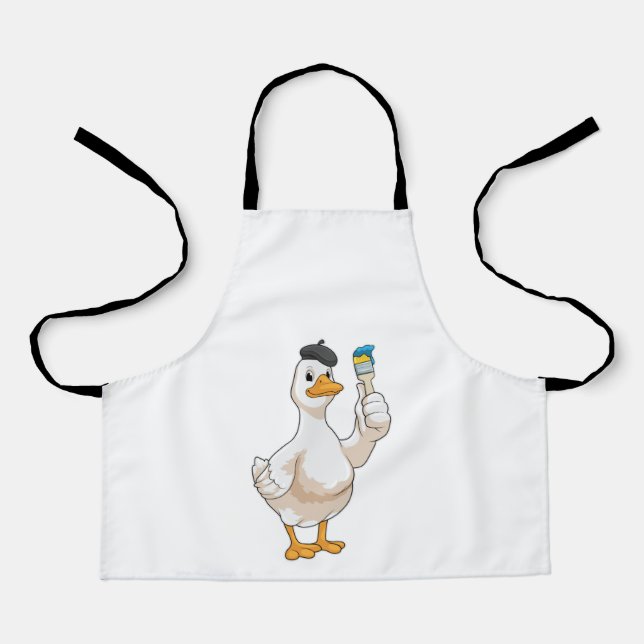 Duck as Painter with Paint brush Apron (Front)