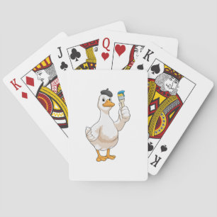 Duck as Painter with Paint brush Poker Cards