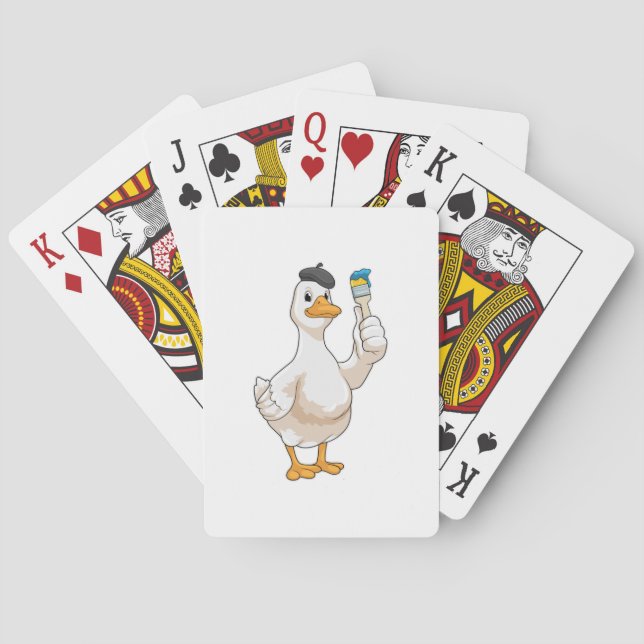 Duck as Painter with Paint brush Poker Cards (Back)