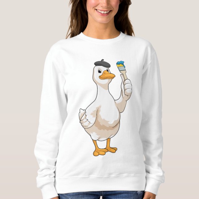 Duck as Painter with Paint brush Sweatshirt (Front)