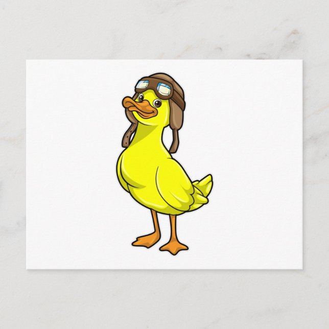 Duck as Pilot with Cap & Goggles Postcard (Front)