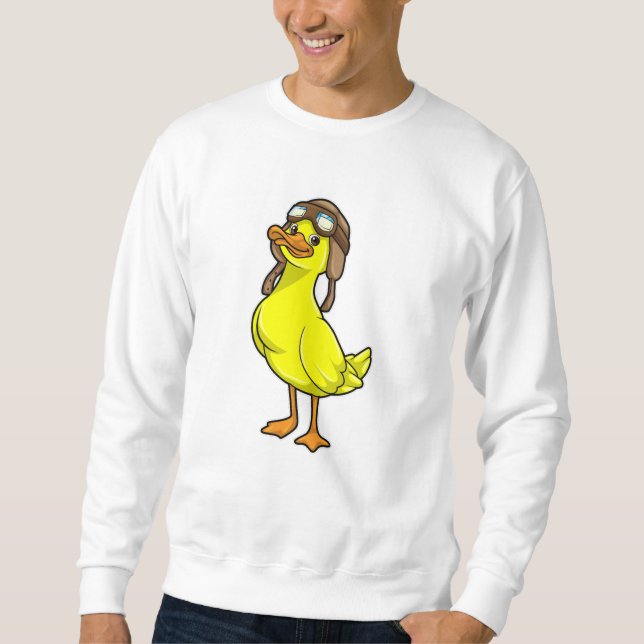 Duck as Pilot with Cap & Goggles Sweatshirt (Front)