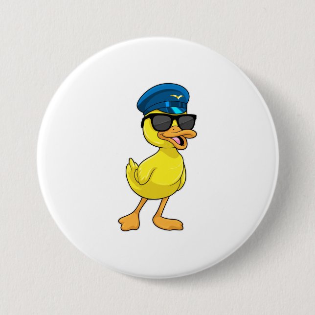 Duck as Pilot with Pilot hat Button (Front)