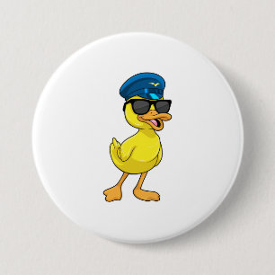 Duck as Pilot with Pilot hat Button