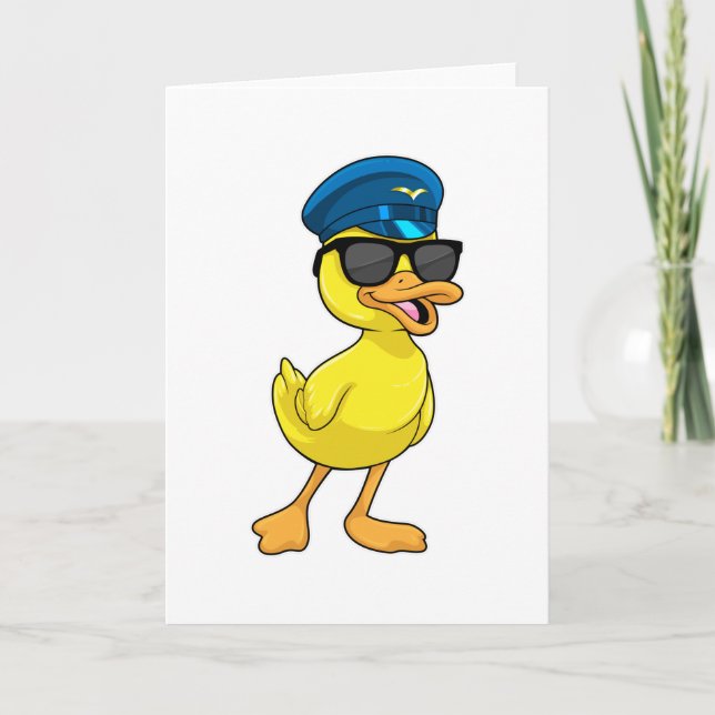 Duck as Pilot with Pilot hat Card (Front)