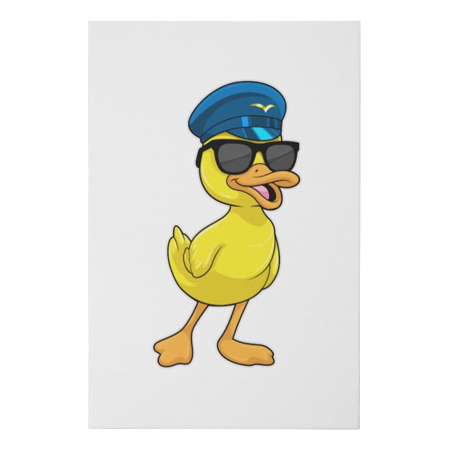 Duck as Pilot with Pilot hat Faux Canvas Print (Front)