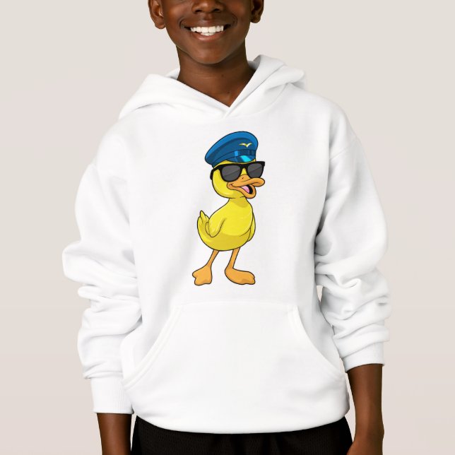 Duck as Pilot with Pilot hat Hoodie (Front)