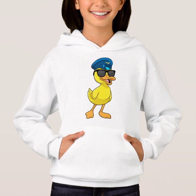 Duck as Pilot with Pilot hat Hoodie (Front)