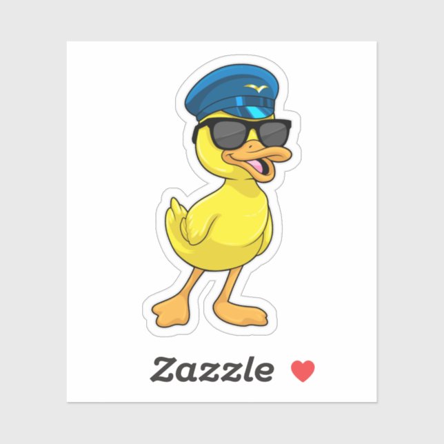 Duck as Pilot with Pilot hat Sticker (Sheet)