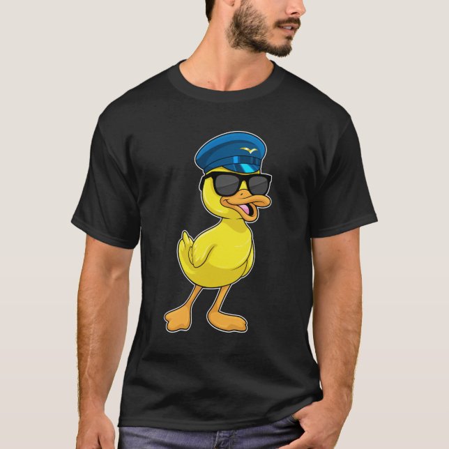 Duck as Pilot with Pilot hat T-Shirt (Front)
