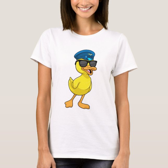 Duck as Pilot with Pilot hat T-Shirt (Front)