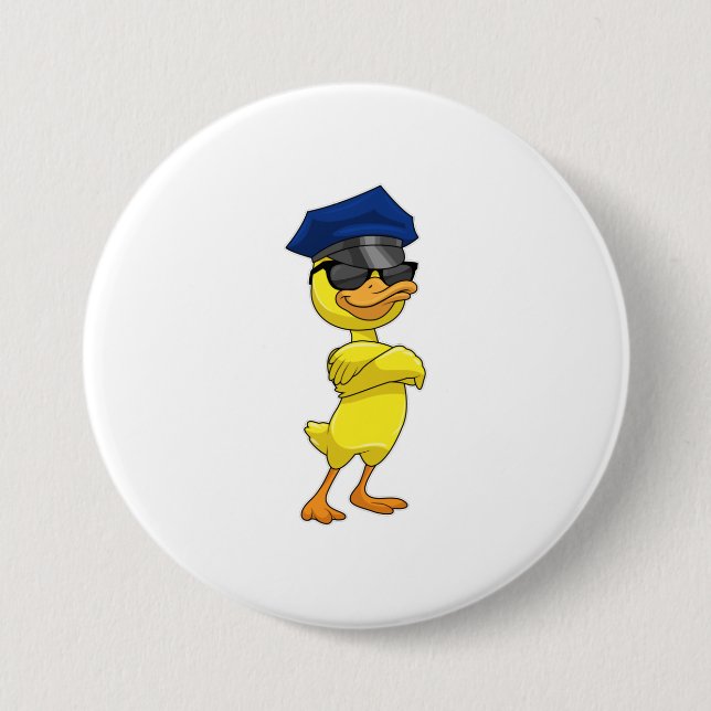 Duck as Police officer with Police cap Button (Front)