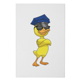 Duck as Police officer with Police cap Faux Canvas Print