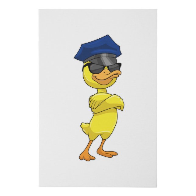 Duck as Police officer with Police cap Faux Canvas Print (Front)