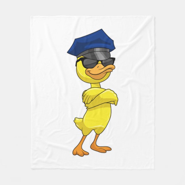 Duck as Police officer with Police cap Fleece Blanket (Front)