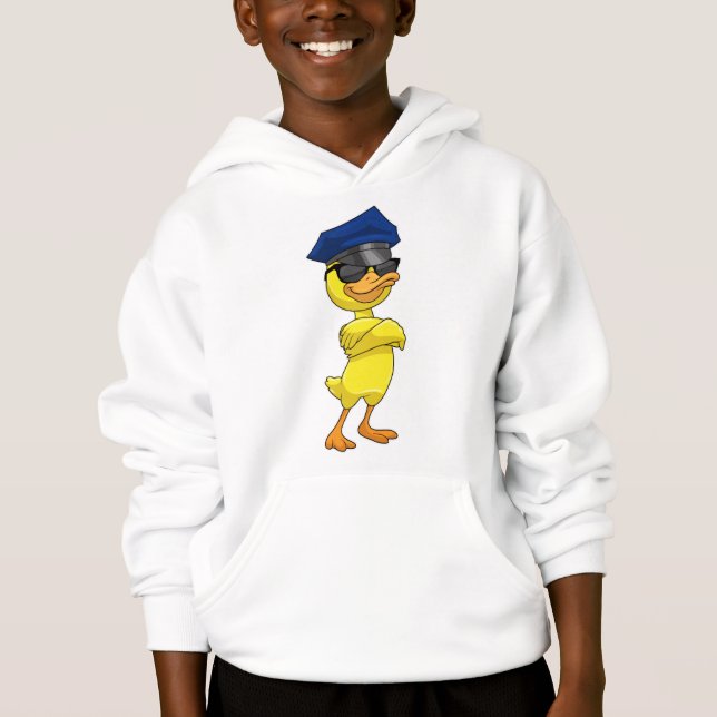 Duck as Police officer with Police cap Hoodie (Front)