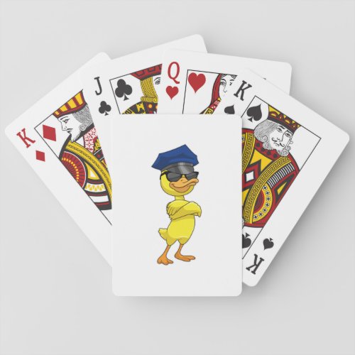 Duck as Police officer with Police cap Playing Cards