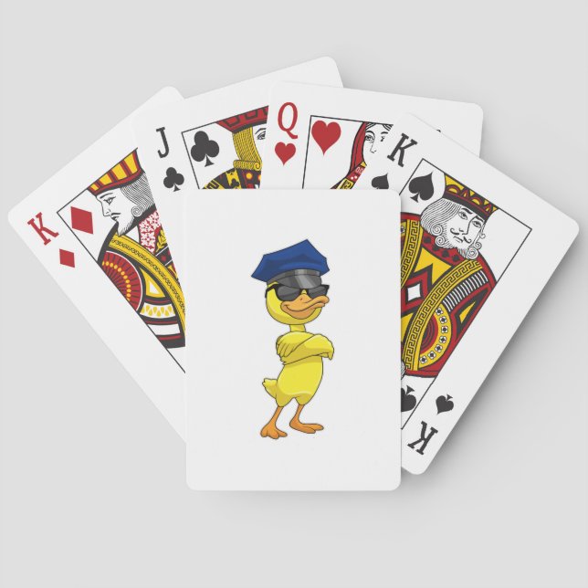 Duck as Police officer with Police cap Poker Cards (Back)