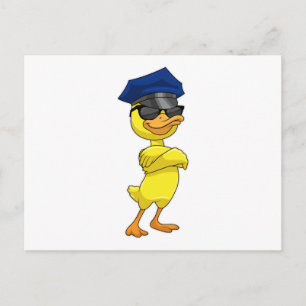 Duck as Police officer with Police cap Postcard
