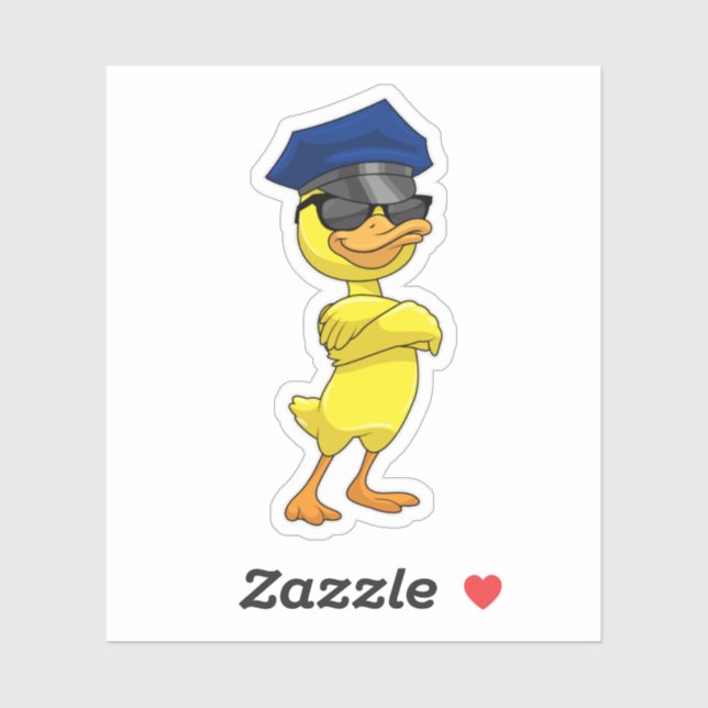 Duck as Police officer with Police cap Sticker (Sheet)