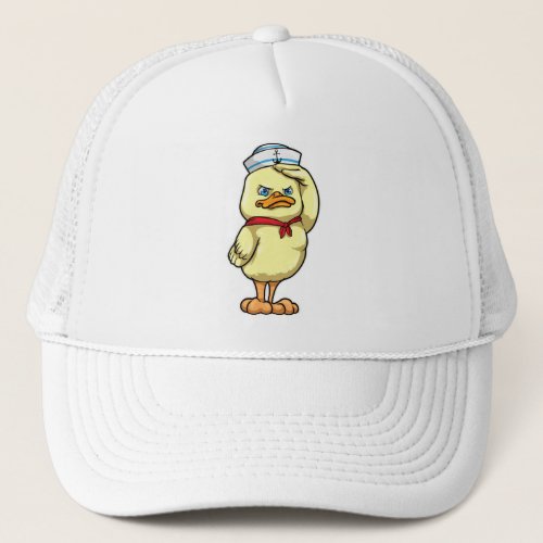 Duck as Sailor with Military Salute Trucker Hat
