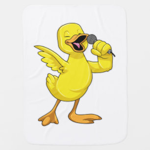 Duck as Singer with Microphone Baby Blanket