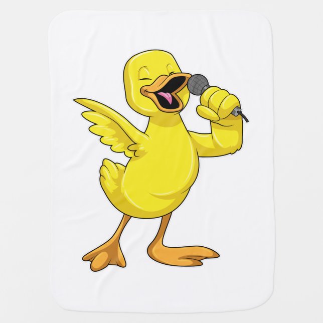 Duck as Singer with Microphone Baby Blanket (Front)