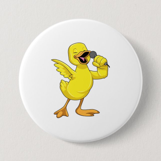 Duck as Singer with Microphone Button (Front)