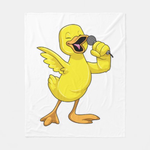 Duck as Singer with Microphone Fleece Blanket