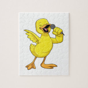 Duck as Singer with Microphone Jigsaw Puzzle