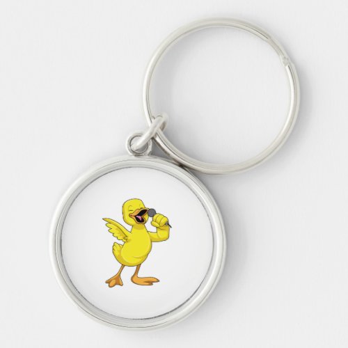 Duck as Singer with Microphone Keychain