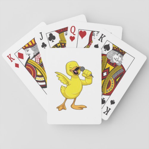 Duck as Singer with Microphone Playing Cards