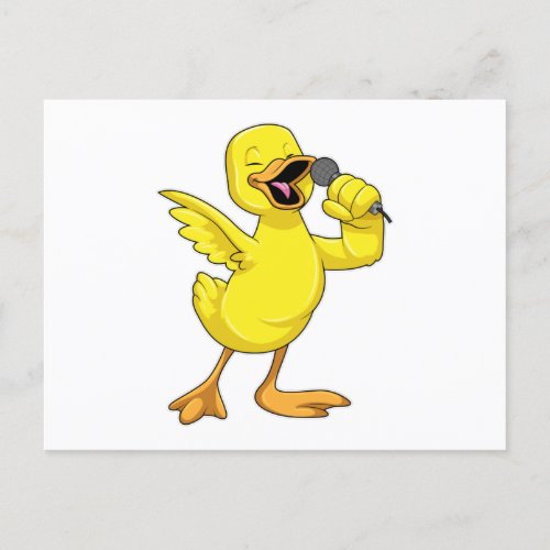 Duck as Singer with Microphone Postcard