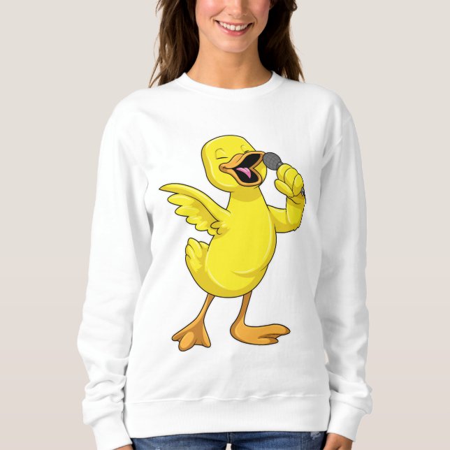 Duck as Singer with Microphone Sweatshirt (Front)